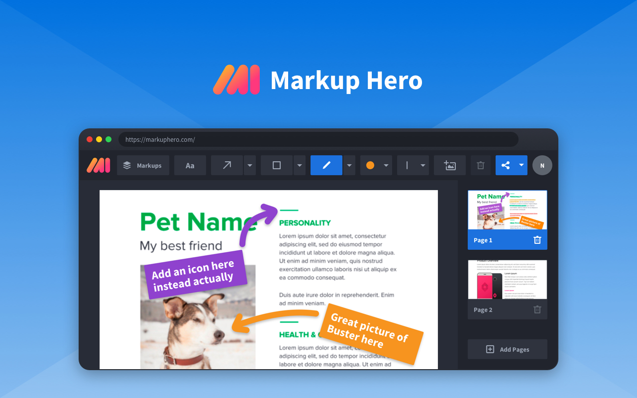screenshot of Markup Hero